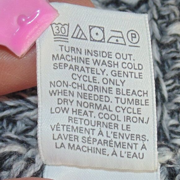 VICTORIA'S SECRET Sweater, M, Chunky knit, Mockneck, Black/grey Tonal, Long slv - Picture 14 of 15